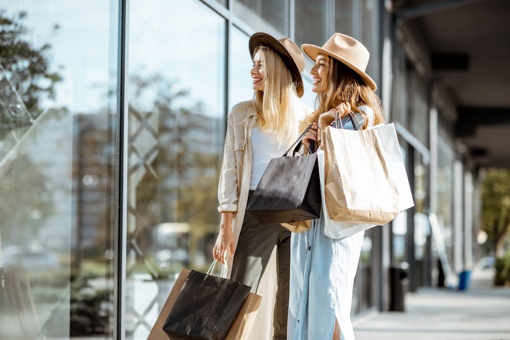 two women window shopping