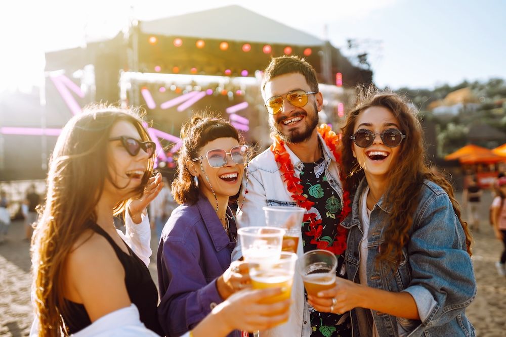 Friends enjoying a summer music festival